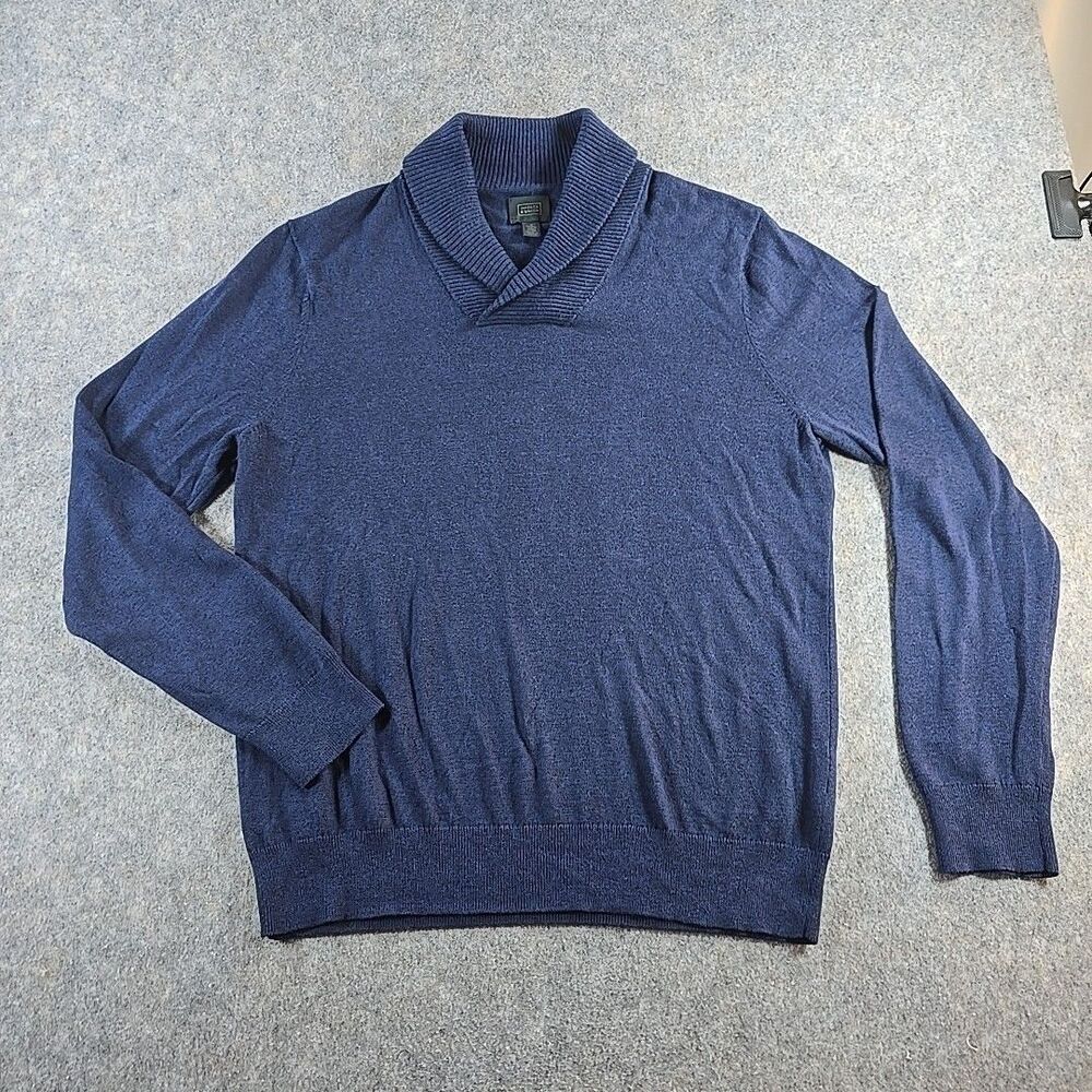 14th & Union Men's Blue Shawl Collar Long Sleeve Sweater Size M 5% Cashmere